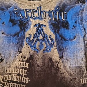 Men's Large Archaic Black With A Deep Blue Long Sleeve Termal Shirt